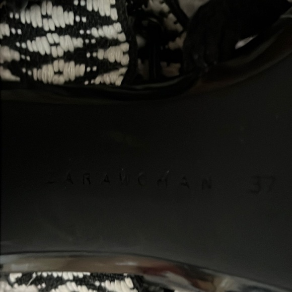 Zara Block Heel Sandals Black & White Lace Up Size Size 6.5 - Picture 11 of 16